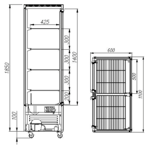 Витрина кондитерская Carboma D4 VM 800-1 (R800C Carboma) (цвет по схеме) 2 дверцы, стеклянные полки - Изображение 2