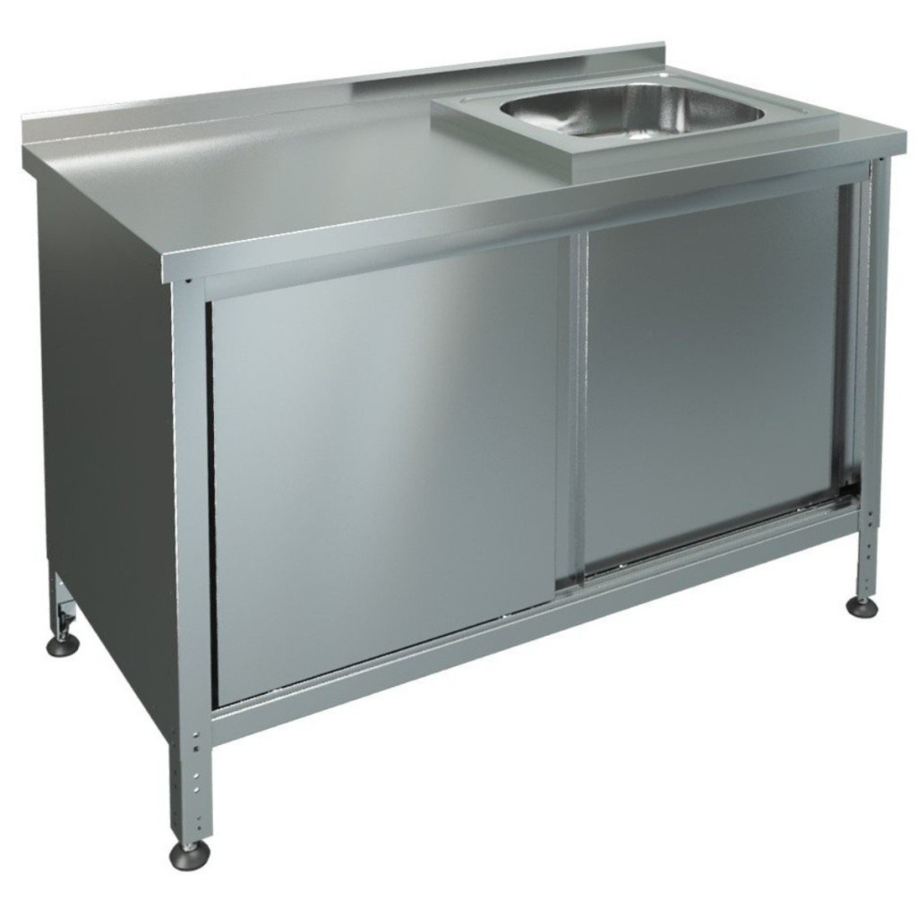 Стол-тумба производственный с мойкой МХМ СТКМП-1-1000*600 (мойка справа)