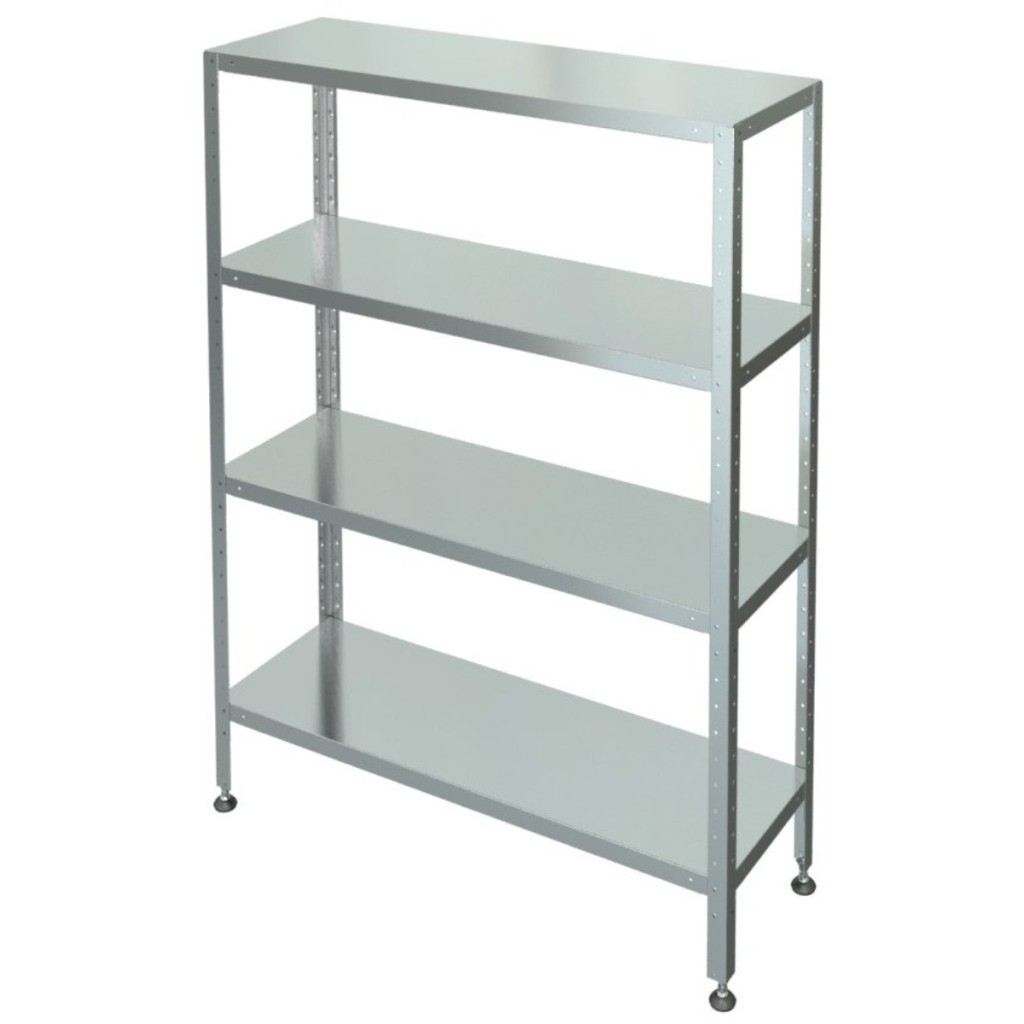 Стеллаж с 4-я сплошными полками МХМ С-4-0,5/0,95/1,8 (нержавейка AISI 430 t-1,0) 